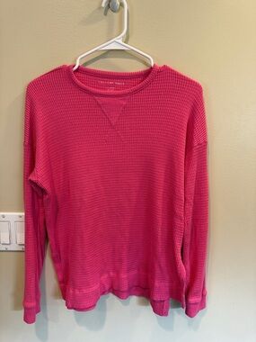 American Eagle Bright Pink Waffle Knit Crewneck